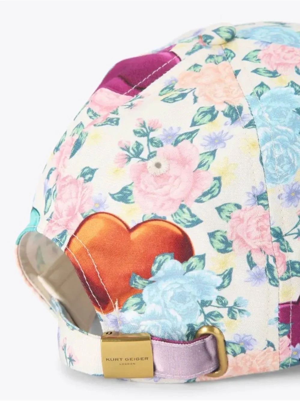 Kurt Geiger Floral 'LOVE' Pink Embroidered Baseball Cap